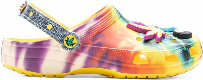 Crocs Half Baked muiltjes met tie-dyeprint Geel