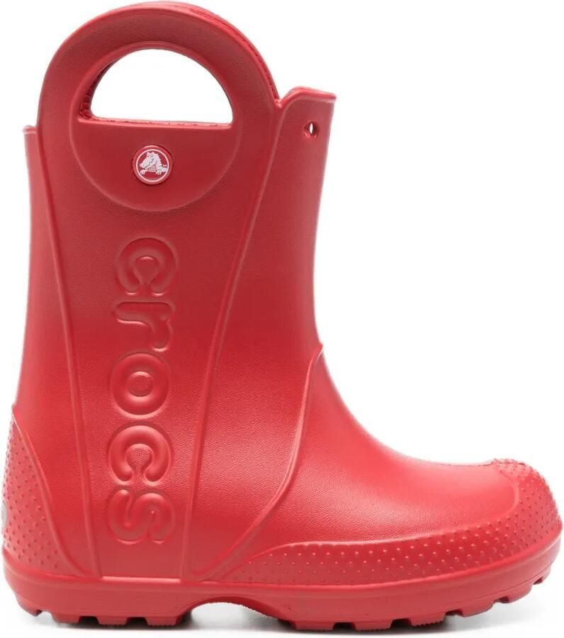 Crocs Kids Regenlaarzen met handvat en logo-reliëf Rood