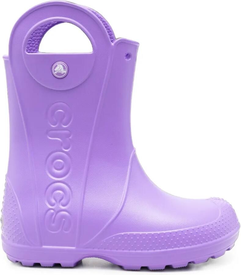 Crocs Kids Regenlaarzen met uitgesneden handvat en logo-reliëf Paars