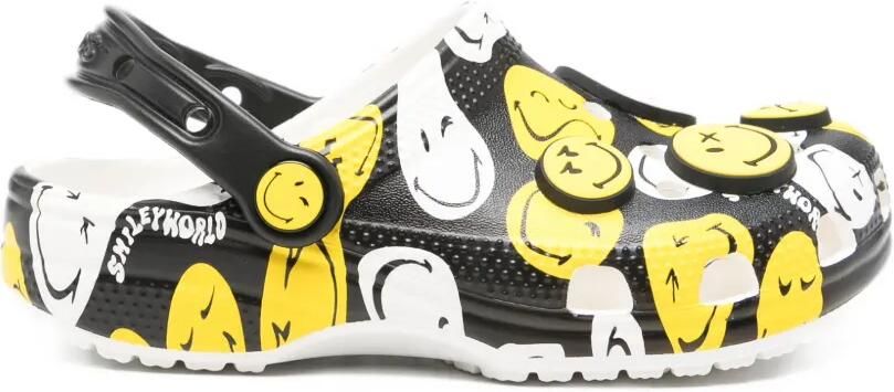 Crocs Kids Smiley Classic K slippers met patroon Zwart