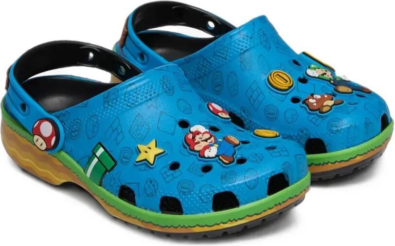 Crocs Kids x Nintendo Super Mario Bros Classic muiltjes met bedel Blauw
