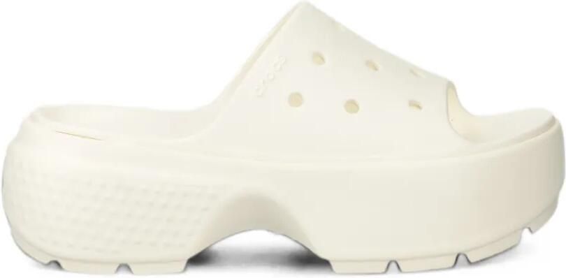 Crocs Stomp perforated platform slides Beige