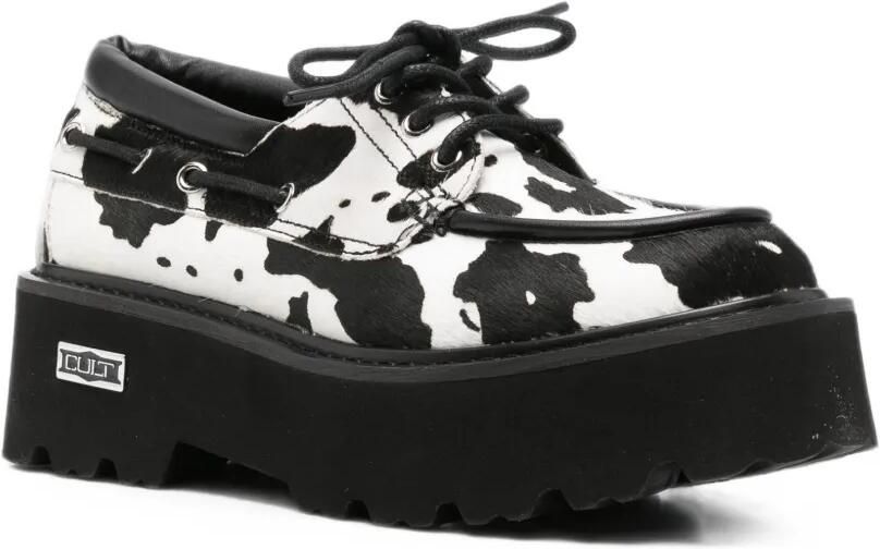 Cult Loafers met plateauzool en koeienprint Wit - Foto 3