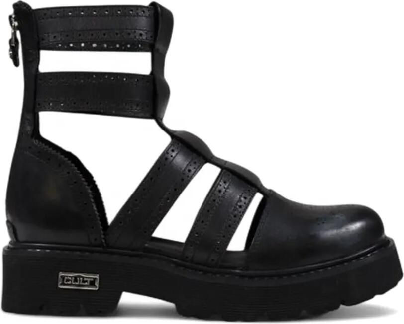 Cult Sandalen met brogue detail en plateauzool Zwart