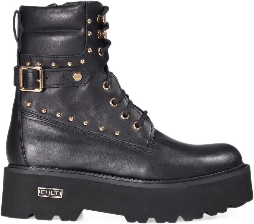 Cult stud-embellished lace-up boots Zwart