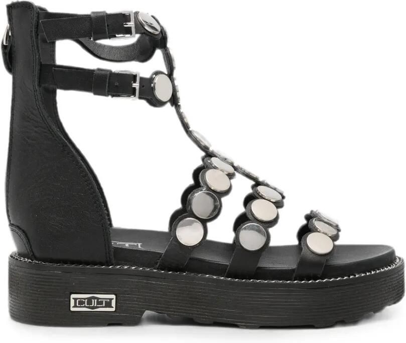 Cult Ziggy leren sandalen verfraaid met studs Zwart