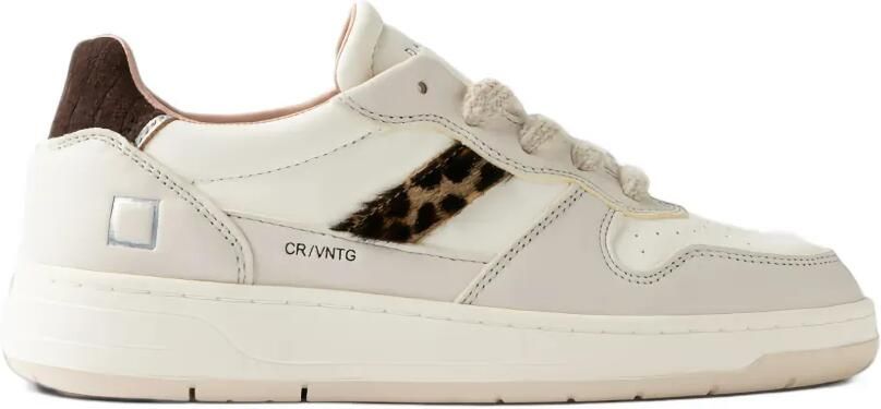 D.A.T.E. Court 2.0 sneakers met luipaardprint en vlakken Beige