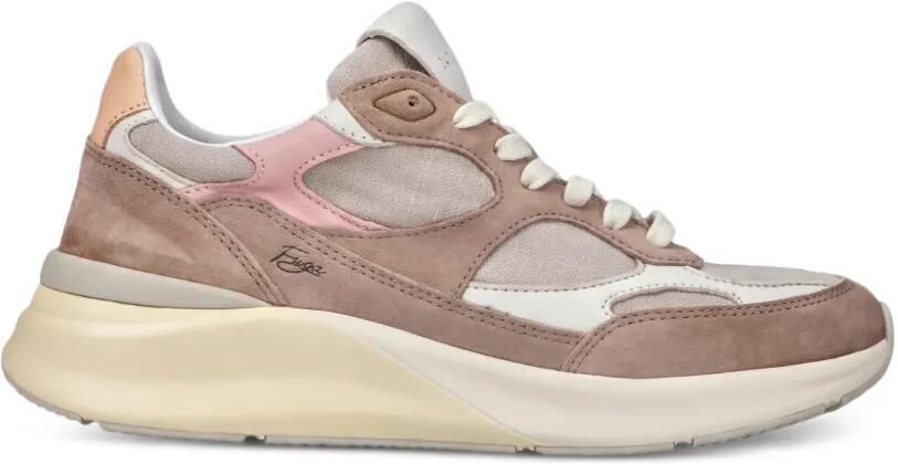 D.A.T.E. Fuga sneakers met suède vlakken Bruin