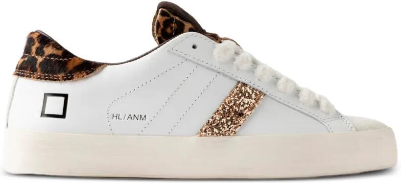 D.A.T.E. Hill Low leren low-top sneakers met luipaard-print Wit