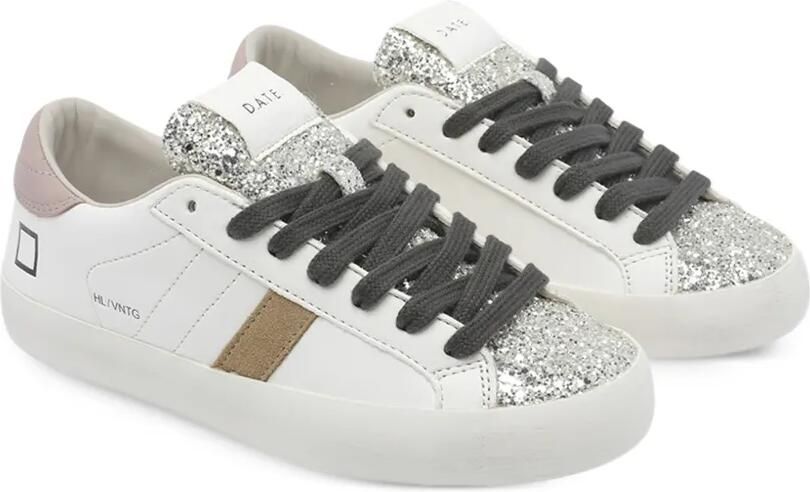 D.A.T.E. Hill Low Vintage leren sneakers met glitters Wit - Foto 3