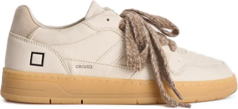 D.A.T.E. Leren sneakers met chunky kant Beige