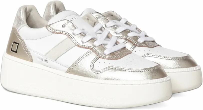 D.A.T.E. metallic-effect panelled sneakers Wit