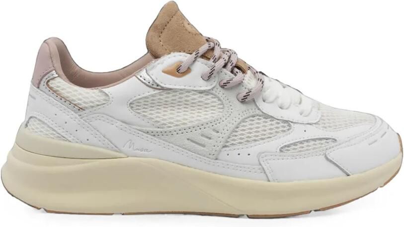 D.A.T.E. Musa leren sneakers met vlakken Wit