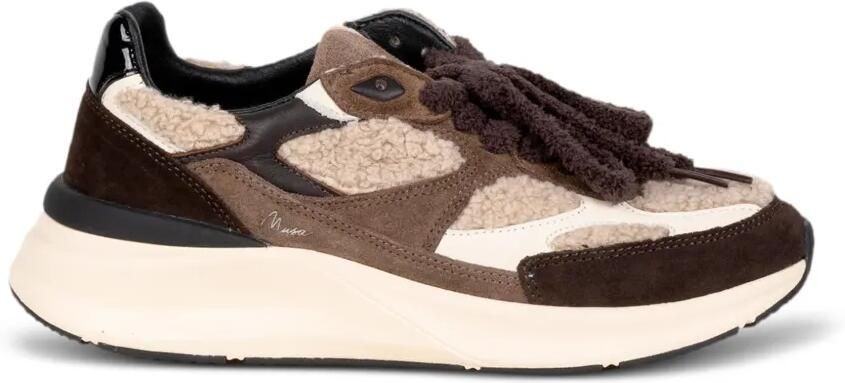 D.A.T.E. Musa Teddy sneakers met lammy vlak Bruin