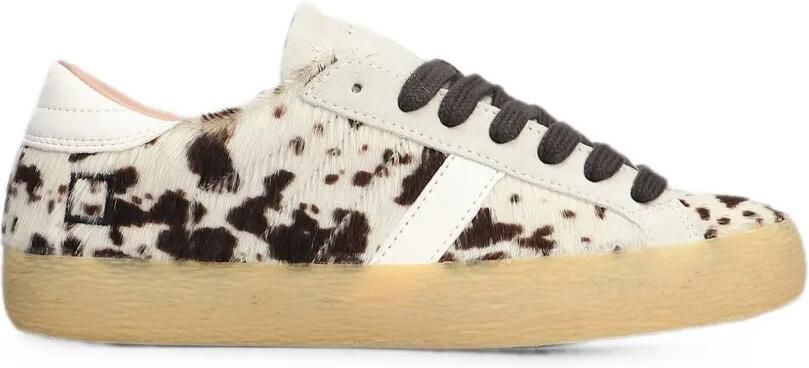 D.A.T.E. Sneakers met dierenprint en ponyhaar Wit