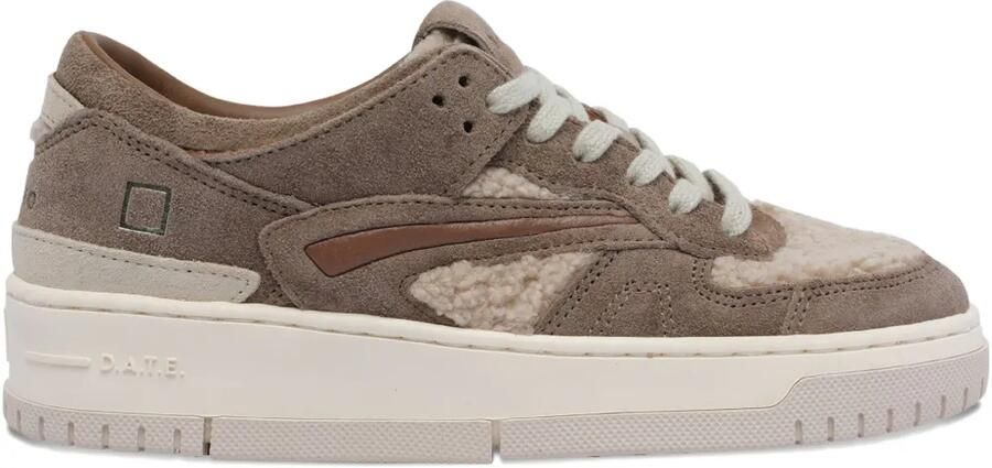 D.A.T.E. Torneo Teddy suède leren sneakers Bruin