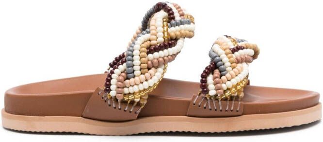 DE SIENA SHOES Verfraaide slippers Bruin