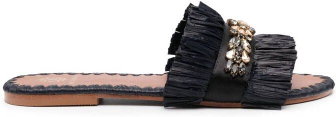 DE SIENA SHOES Semira slippers verfraaid met kralen Zwart