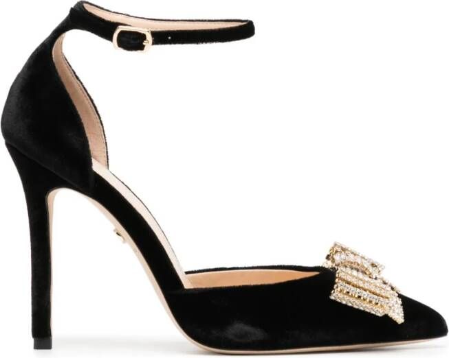 Dee Ocleppo Bow fluwelen pumps Zwart