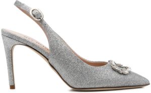 Dee Ocleppo Slingback pumps met logoplakkaat Zilver