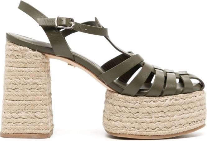 Dee Ocleppo Tulum leren sandalen Groen