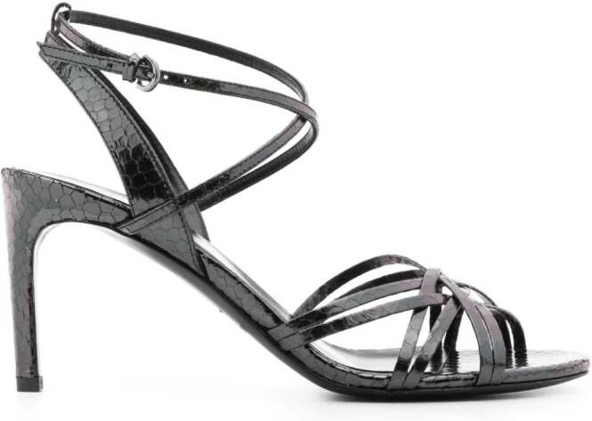 Del Carlo 85mm sandalen met slangenleer-effect Zwart