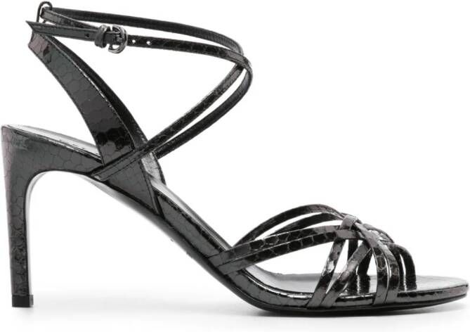 Del Carlo 85mm sandalen met slangenleer-effect Zwart