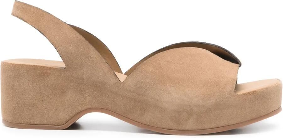 Del Carlo 50 mm suède slingback sandalen Bruin