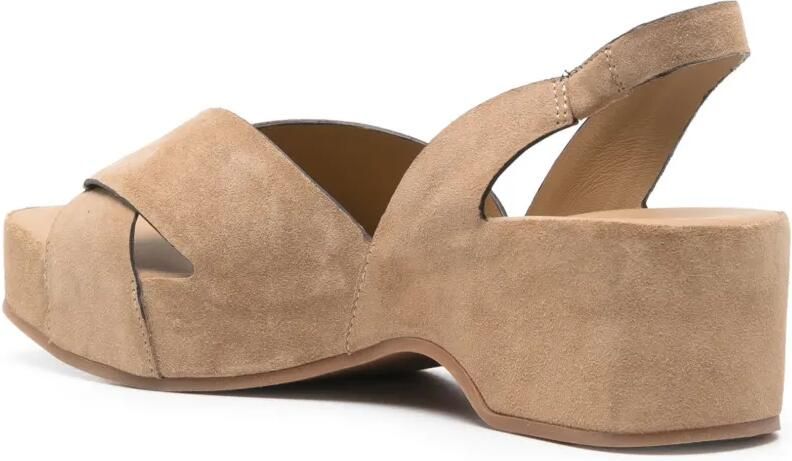 Del Carlo 50 mm suède slingback sandalen Bruin - Foto 3