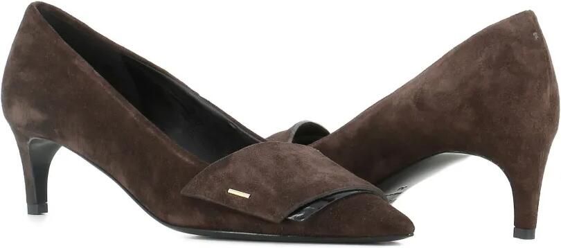 Del Carlo 55 mm suède pumps met puntige neus Bruin - Foto 4