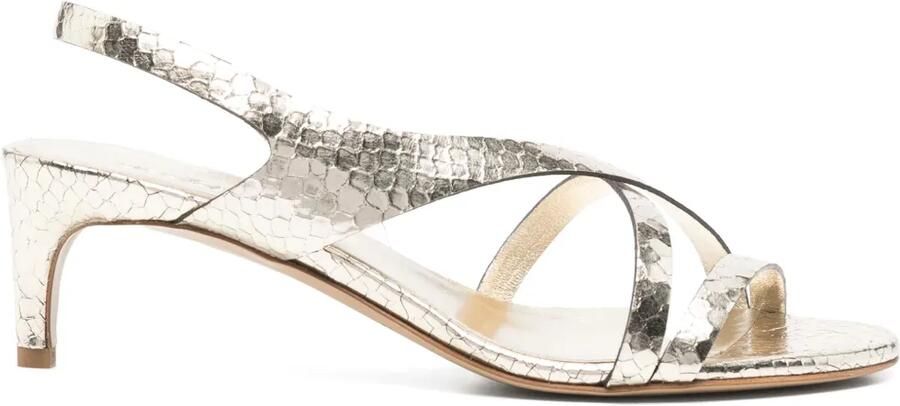 Del Carlo 55mm sandalen met slangenleer-effect Goud