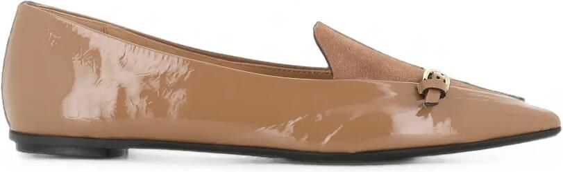 Del Carlo Ballerina's met puntige neus en strik-detail Beige