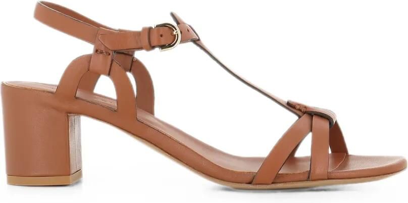 Del Carlo Betty sandalen met blokhak en T-bar Bruin
