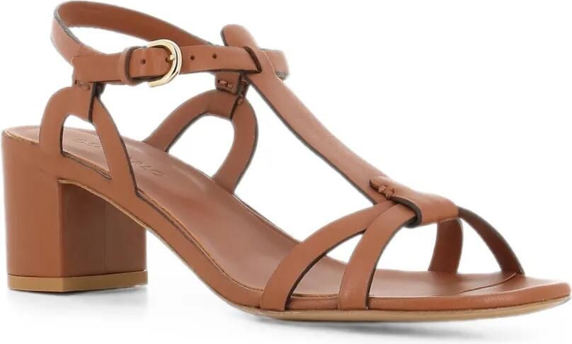 Del Carlo Betty sandalen met blokhak en T-bar Bruin - Foto 2