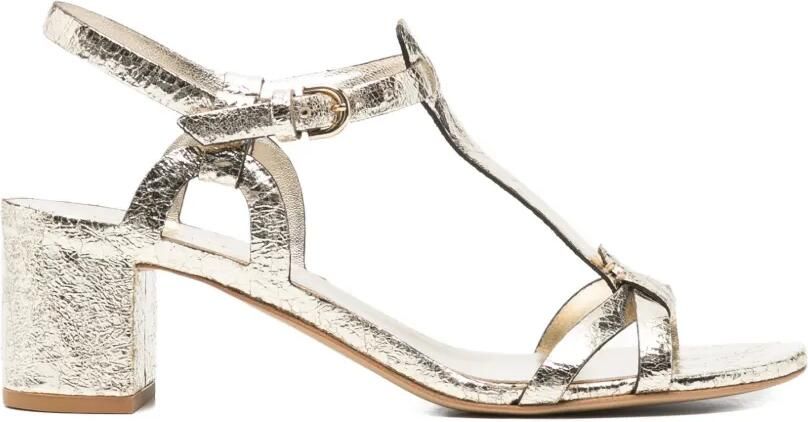 Del Carlo Betty sandalen met gebarsten effect en T-bar Goud