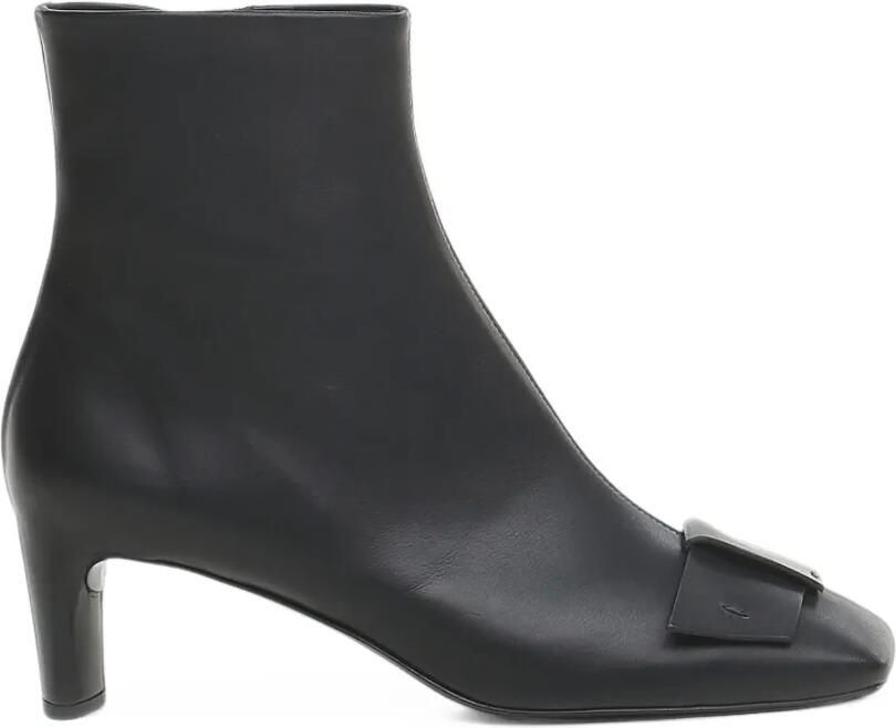 Del Carlo bow-detail square-toe ankle boots Zwart