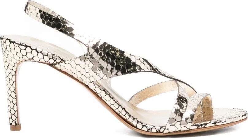 Del Carlo Cannes 11527 sandalen met slangen-effect en bandjes Goud