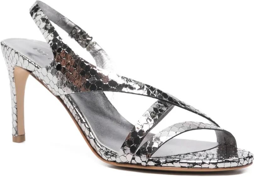 Del Carlo Cannes sandalen met slangenleer-effect en bandjes Zilver - Foto 3