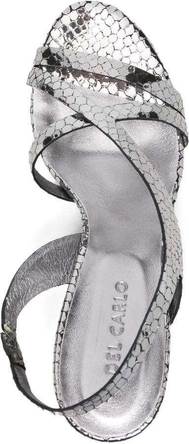 Del Carlo Cannes sandalen met slangenleer-effect en bandjes Zilver - Foto 4
