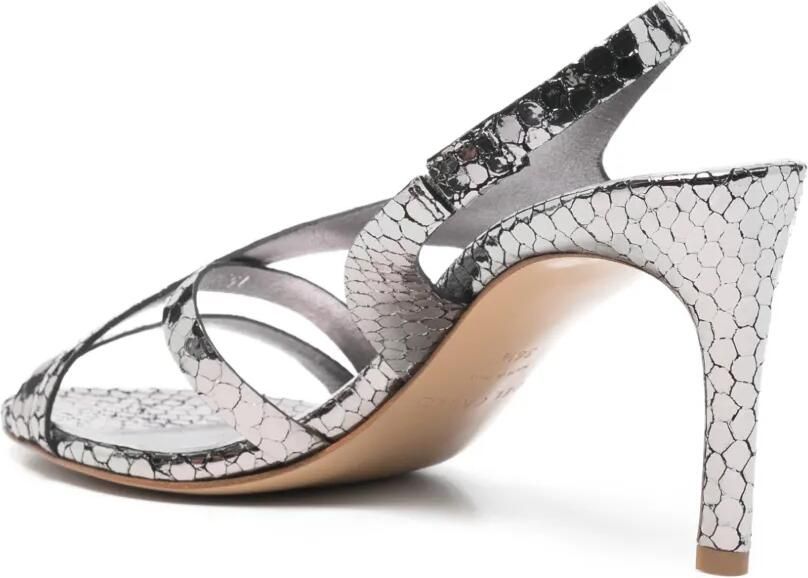 Del Carlo Cannes sandalen met slangenleer-effect en bandjes Zilver - Foto 2