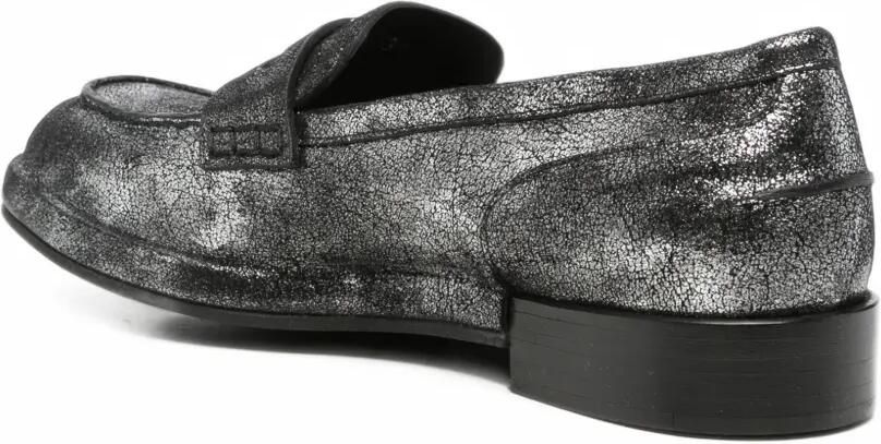 Del Carlo cracked-effect leather loafers Zilver - Foto 3