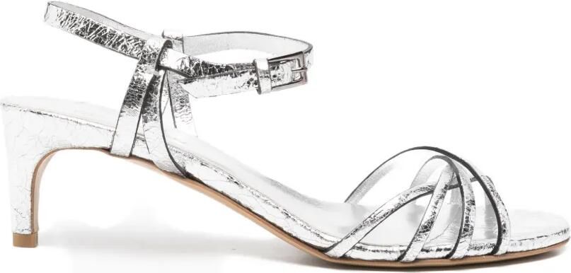 Del Carlo Iride sandalen met gebarsten effect en bandjes Zilver