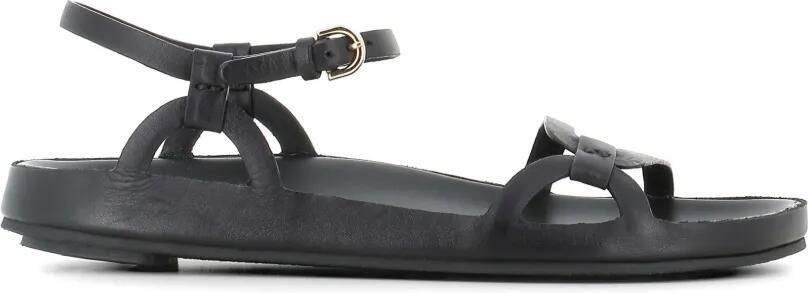 Del Carlo Leren sandalen Zwart