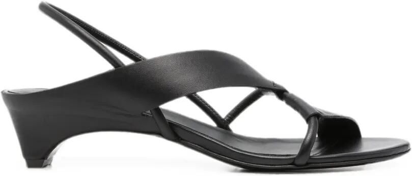 Del Carlo Leren slingback sandalen Zwart