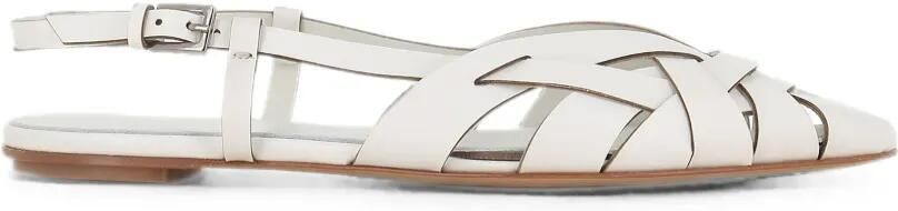 Del Carlo Lisi geweven platte slingback pumps Wit
