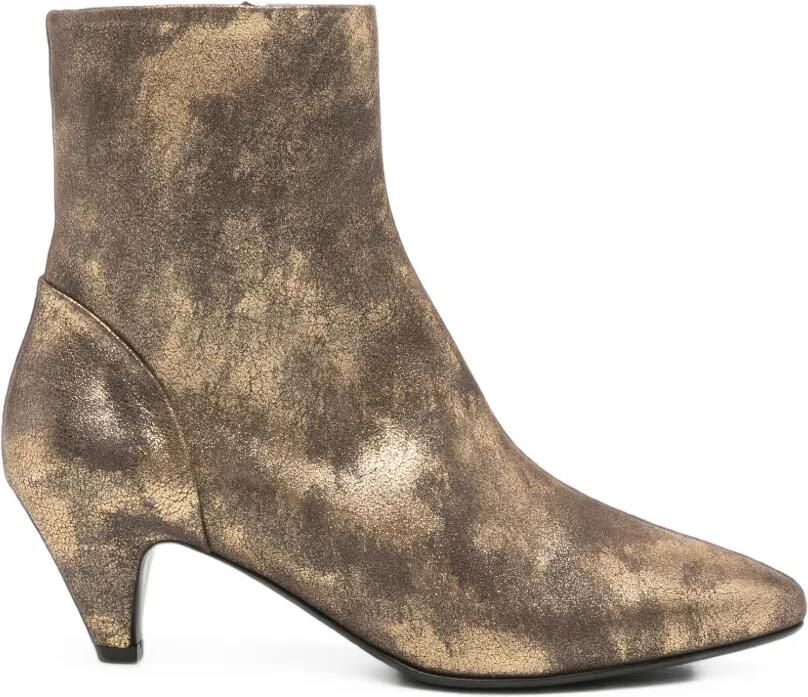 Del Carlo Metallic leren enkellaarzen Goud