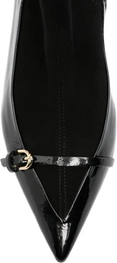 Del Carlo patent-finish buckled ankle boots Zwart - Foto 3