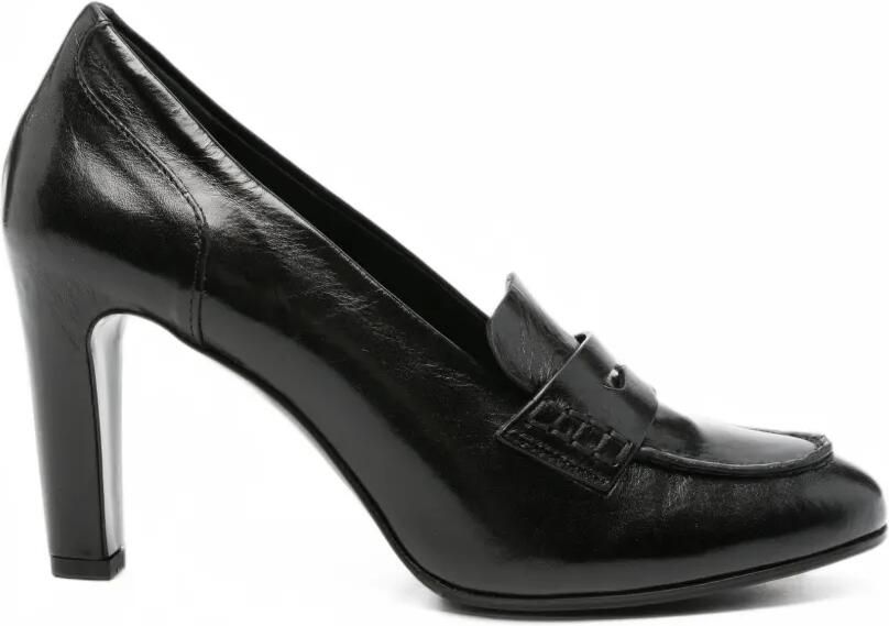 Del Carlo Piper penny-slot leather pumps Zwart