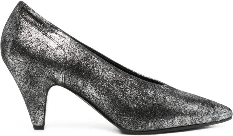 Del Carlo Pumps met puntige neus en gebarsten effect Zilver
