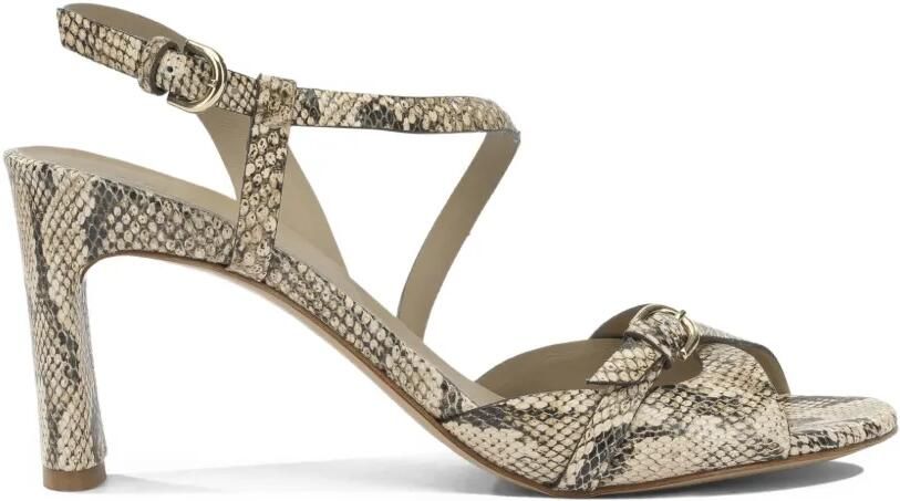Del Carlo Sandalen met slangenleer-effect en gespdetail Beige